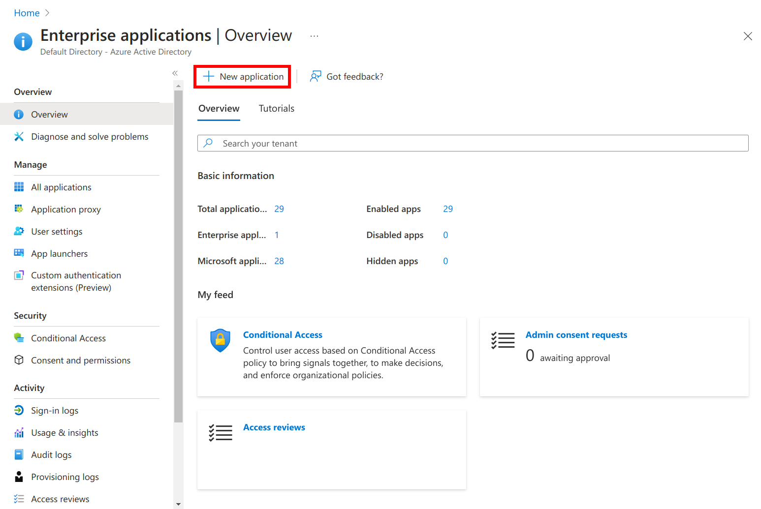 Azure SAML New Application