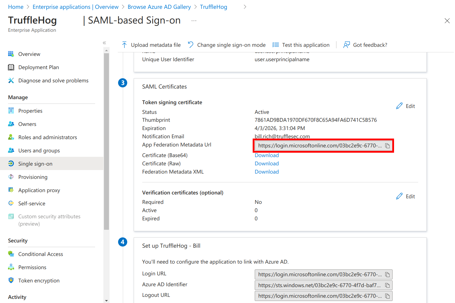 Azure SAML Copy Federation Metadata