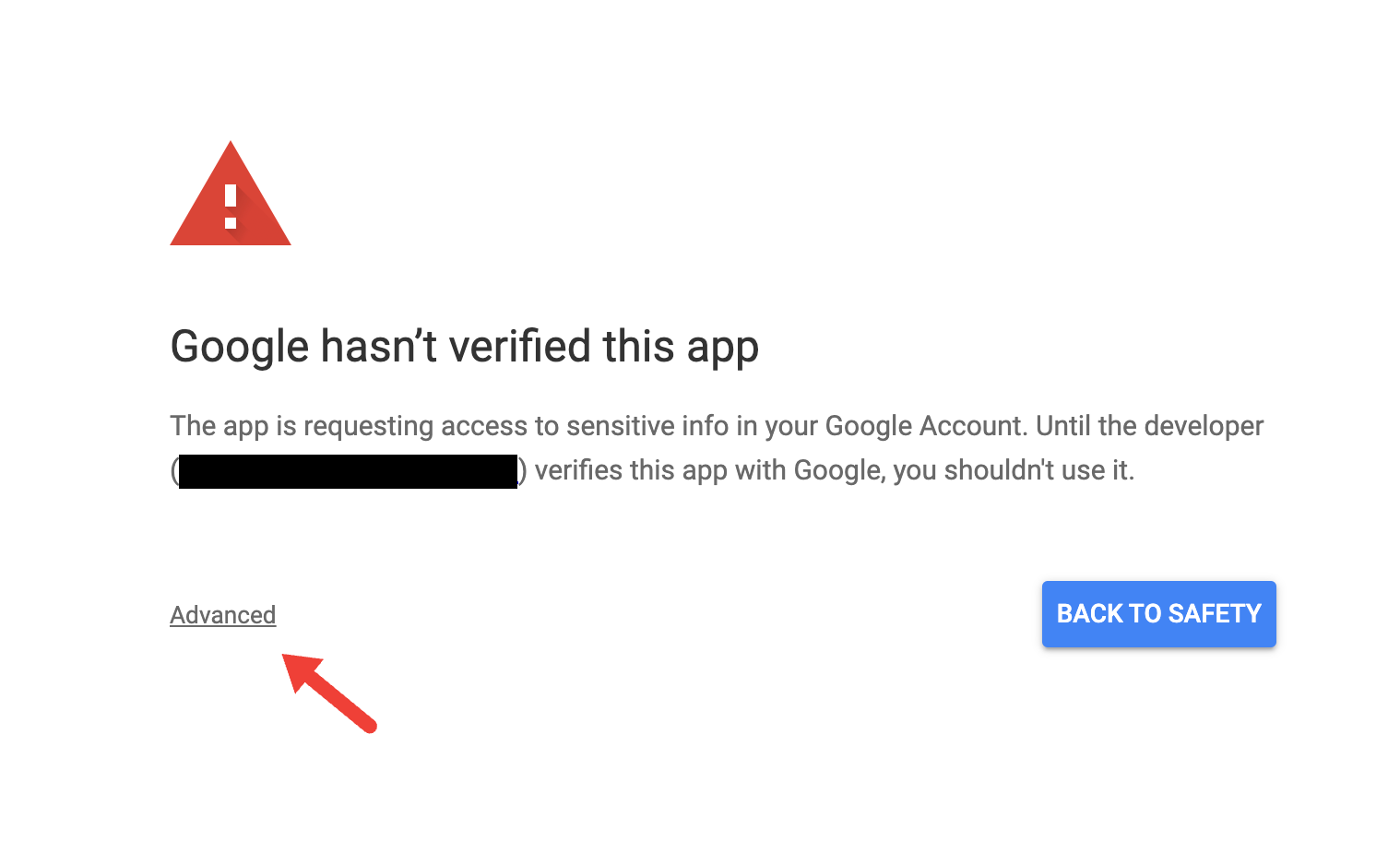 GoogleDrive Unverified Screen 1