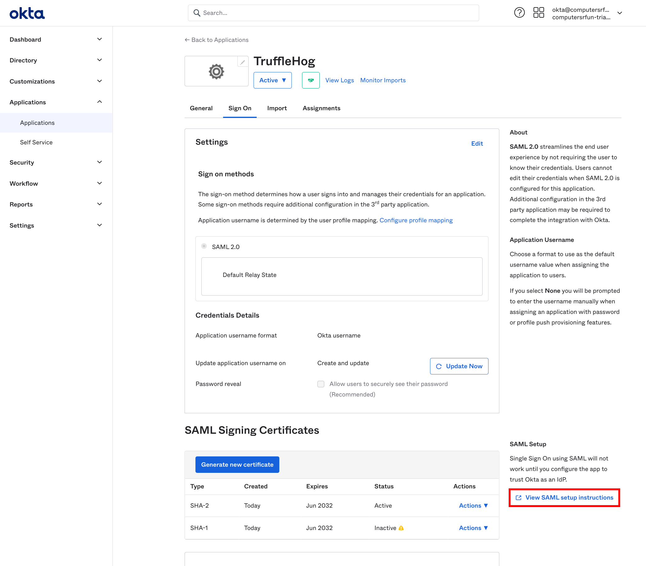 Okta SAML Setup