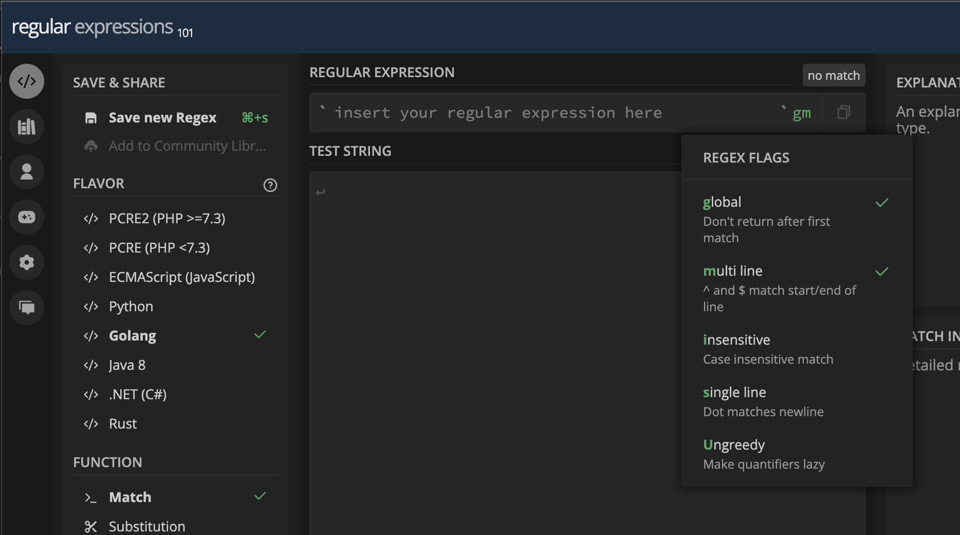 Regex101 Flags